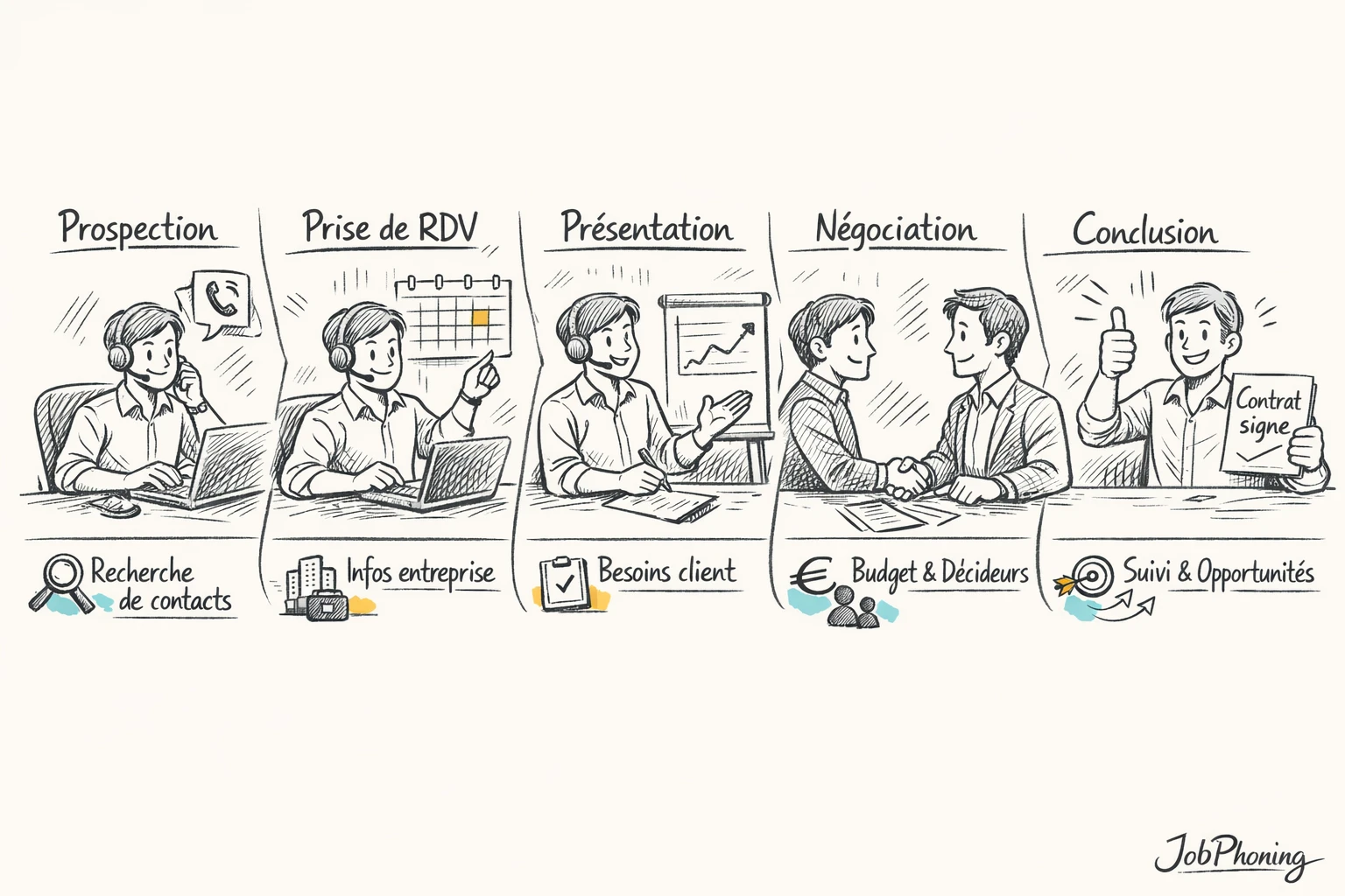 Schéma représentant l’intégration de l’enrichissement client via étapes reliées, flèches et blocs colorés.