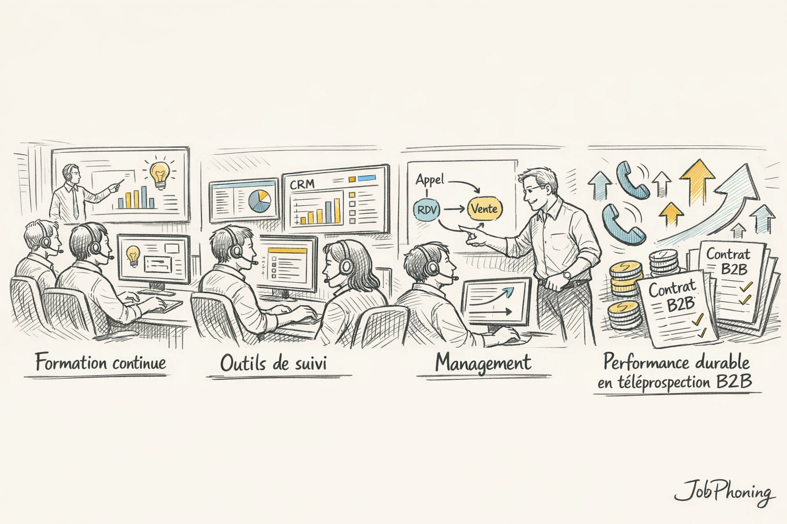 Schéma représentant l’intégration d’une formation à distance via noyau central relié à plusieurs modules.