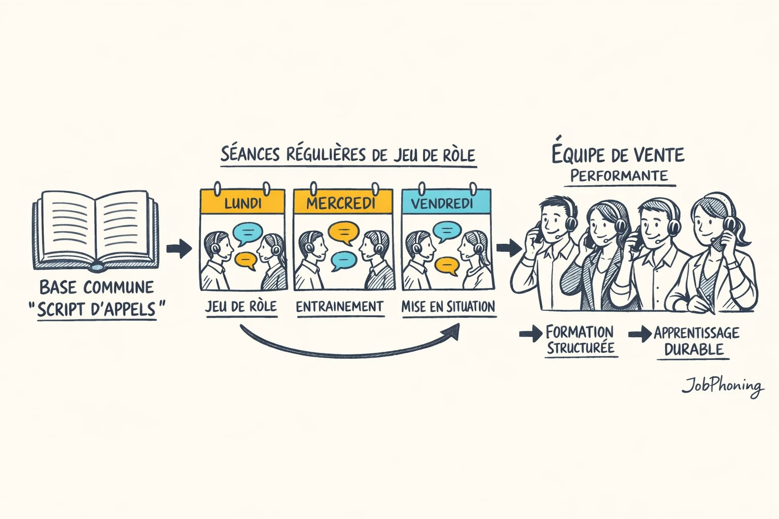 Schéma représentant l’intégration continue des jeux de rôle via cercle central et éléments reliés.
