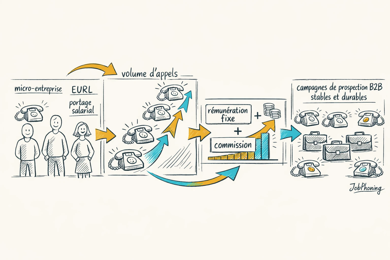 Infographie représentant l’équilibre fiscal des freelances via un hub central et plusieurs flux géométriques connectés.