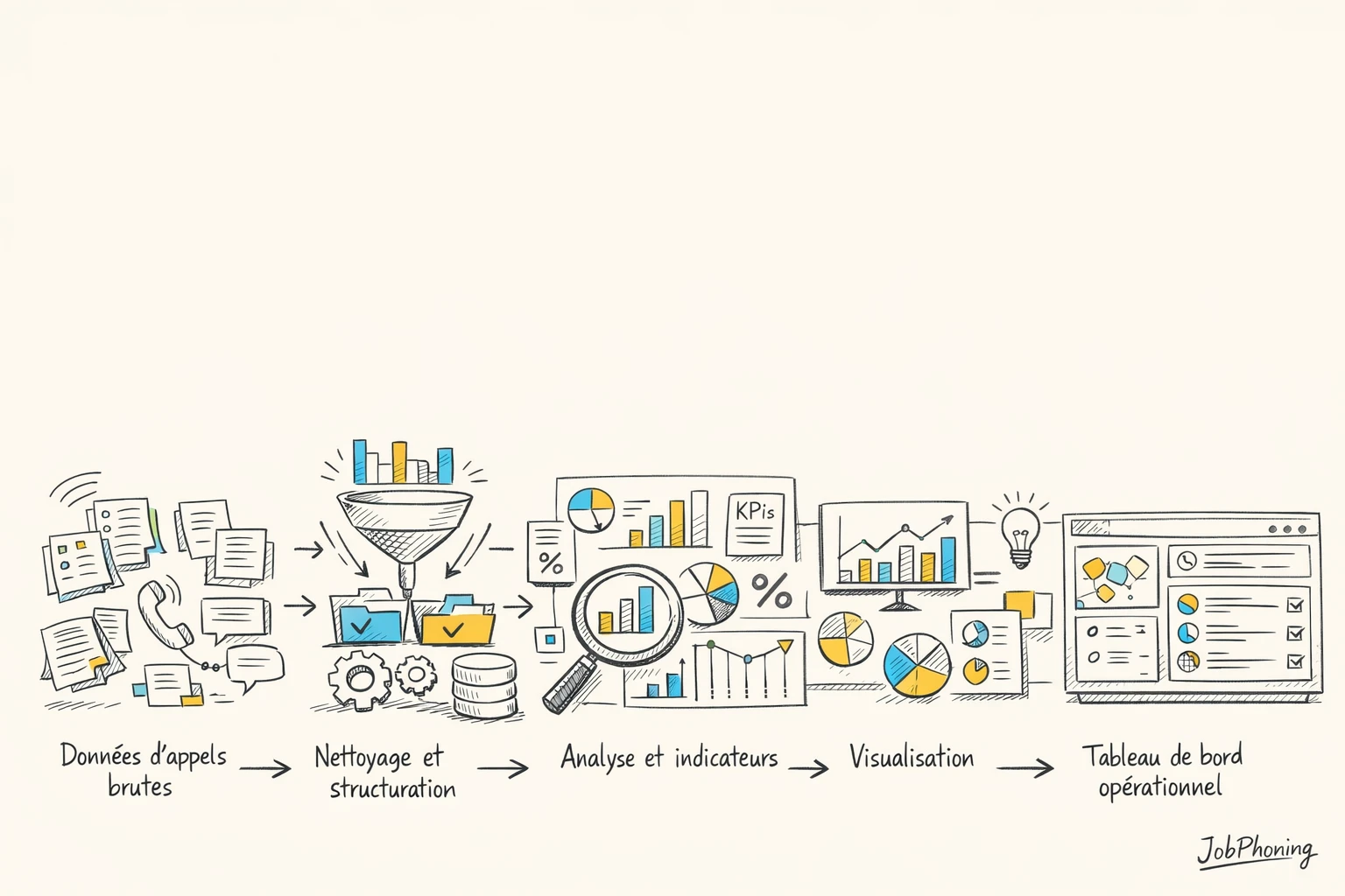 Schéma représentant la mise en place d’un tableau de bord assurance via un flux de