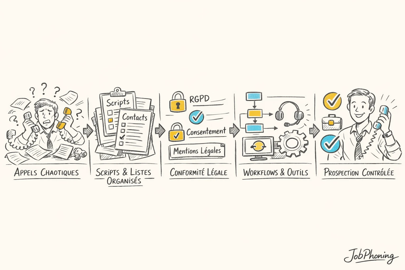 Schéma représentant le choix d’un statut juridique via un flux d’étapes reliées