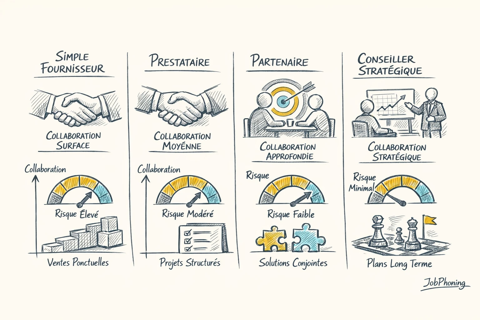 Schéma représentant l’impact du statut de téléopérateur via un noyau central et trois branches reliées.