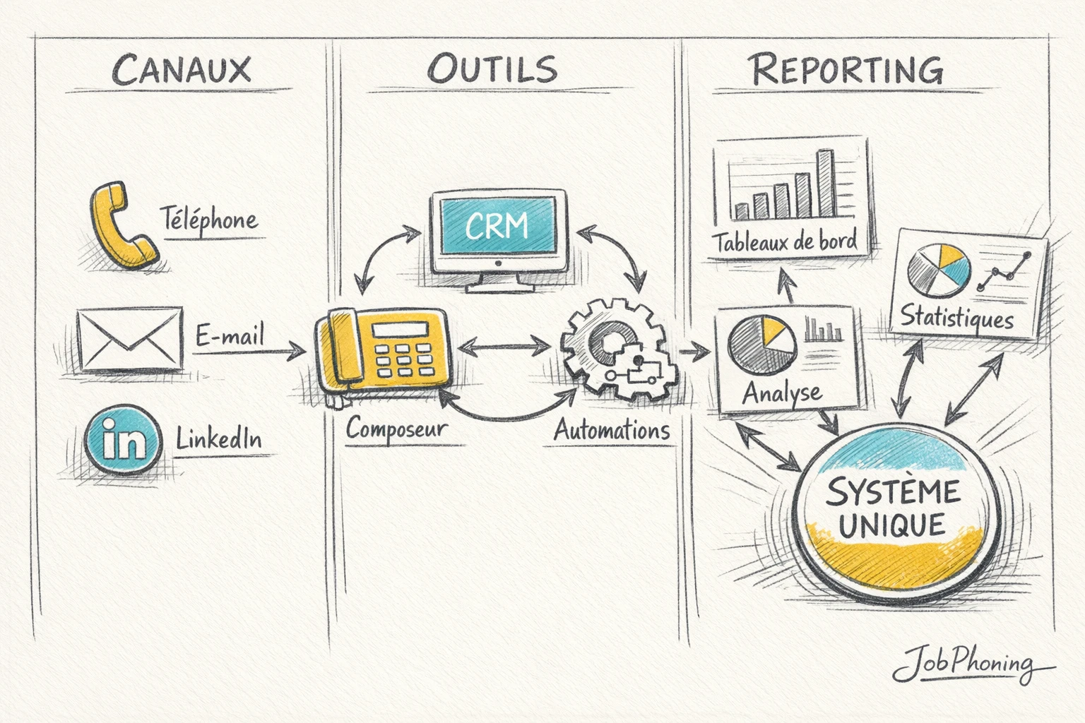 Schéma représentant l’intégration des appels B2B via un noyau central connecté à plusieurs blocs géométriques