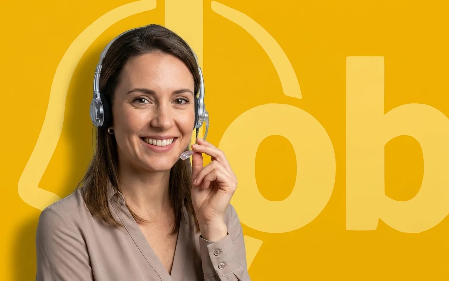 Une téléopératrice indépendante au casque, en mission de téléprospection