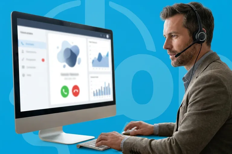 Logiciel de téléprospection ouvert dans le navigateur