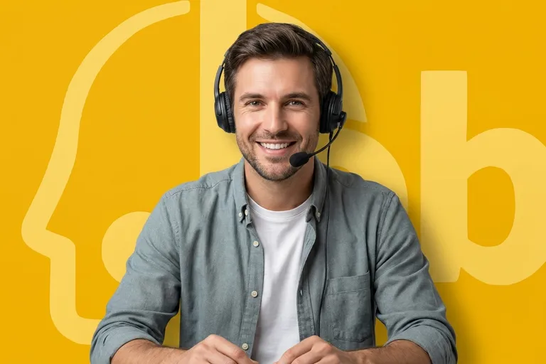 Un téléprospecteur indépendant au casque, côté freelance de la place de marché
