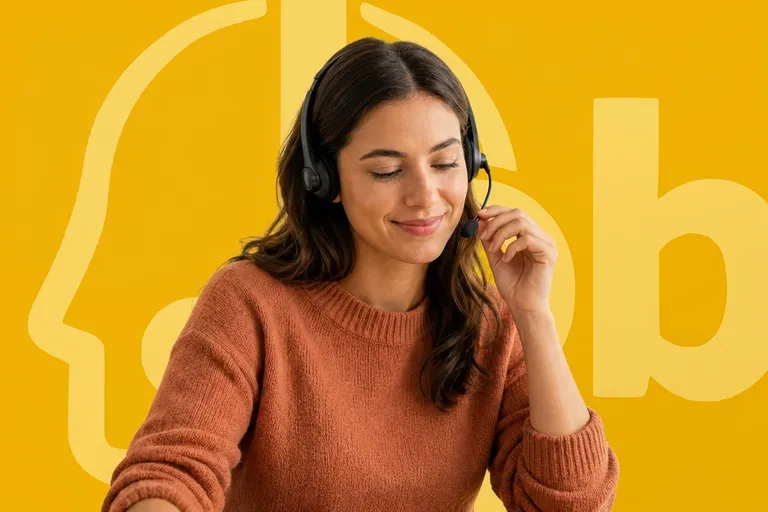 Personne travaillant depuis chez elle, ordinateur portable et casque, ambiance lumineuse