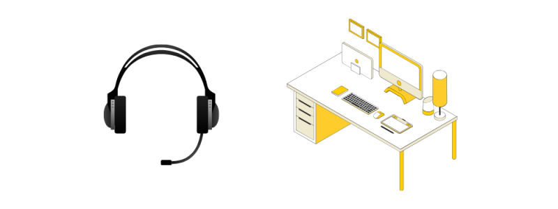 Casque et ordinateur illustrant l'équipement nécessaire pour démarrer en téléprospection.